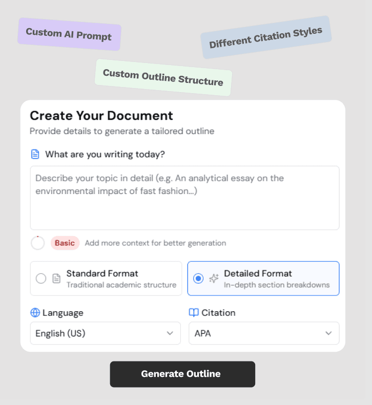 Smart outline generator interface